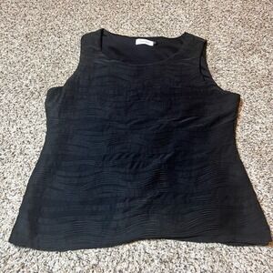 Calvin‎ Klein Black Tank Top Sleeveless Wave Pattern XL
